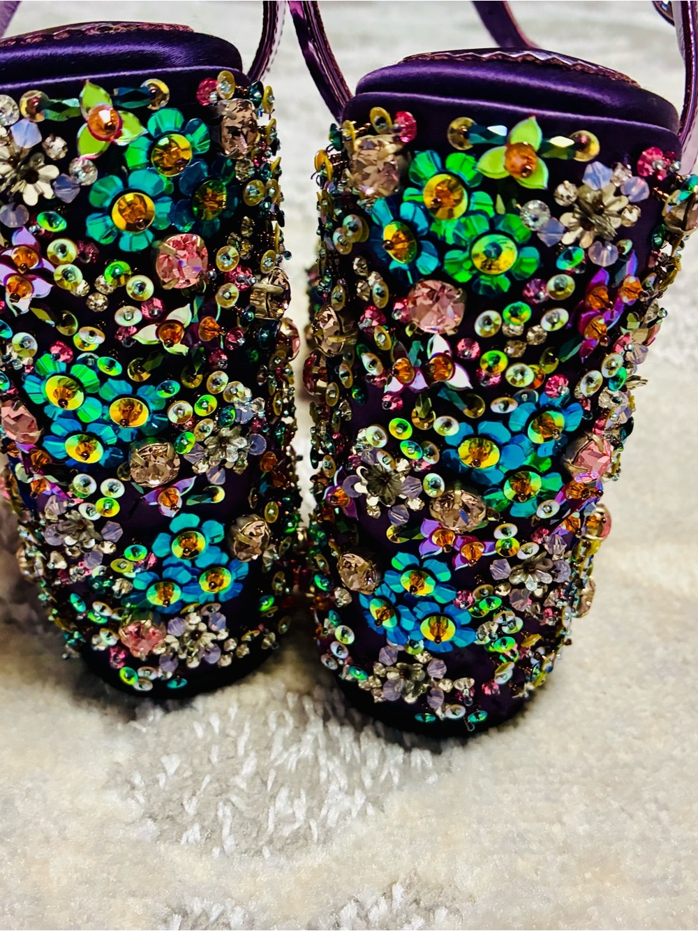 Christian Louboutin Iridescent Purple Jeweled Platform Sandals - Picture 3 of 7